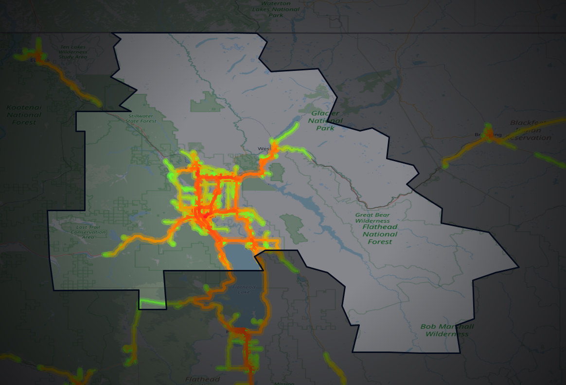 Traffic map of Flathead, Montana