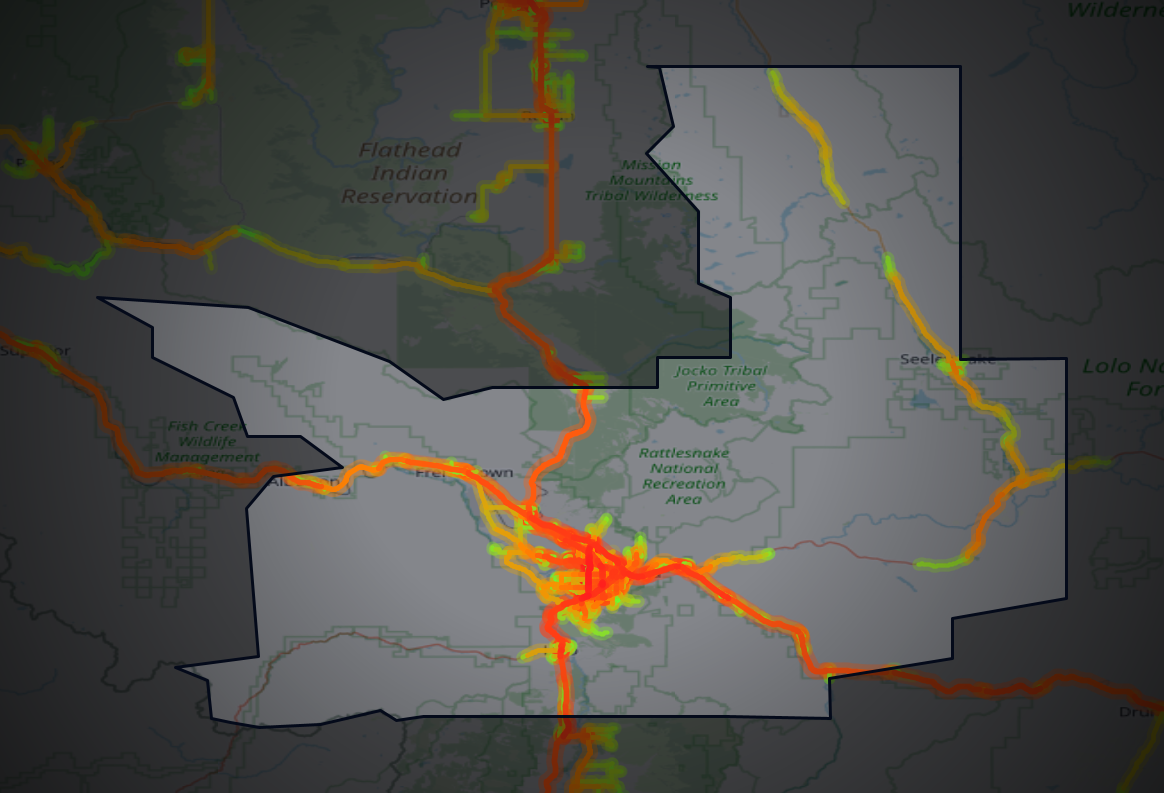 Traffic map of Missoula, Montana