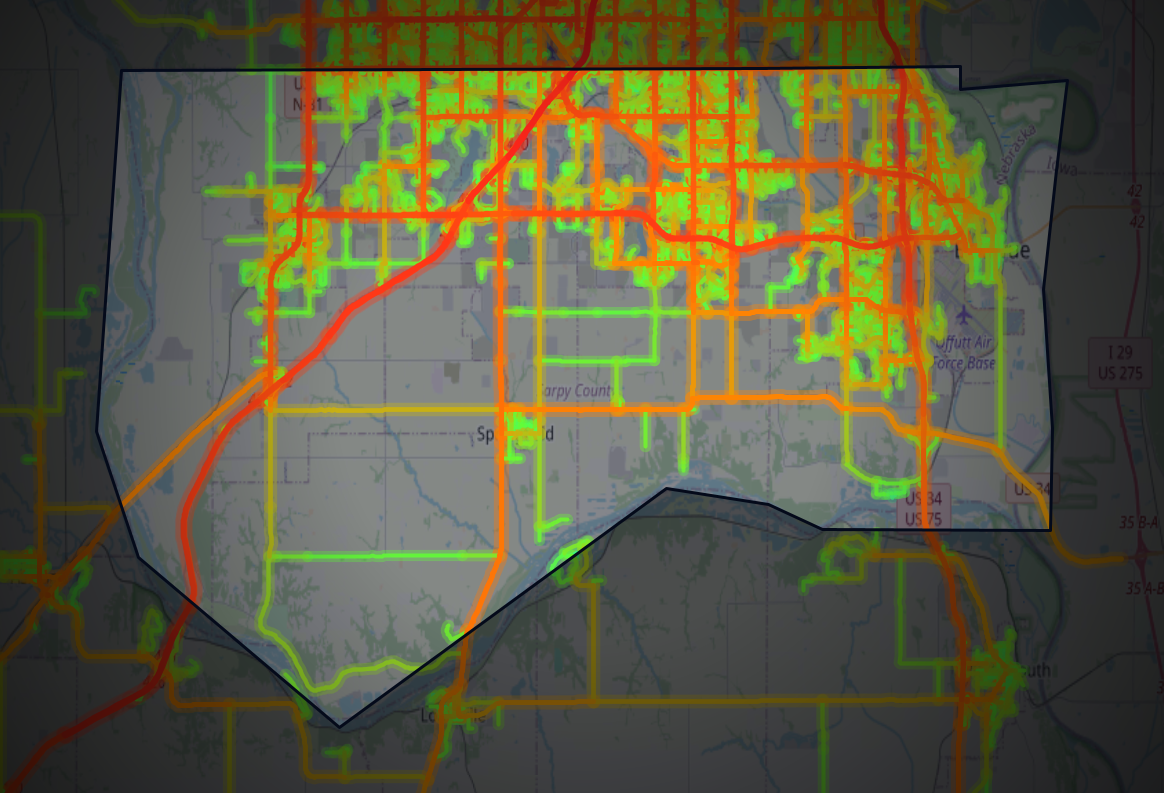 Traffic map of Sarpy, Nebraska