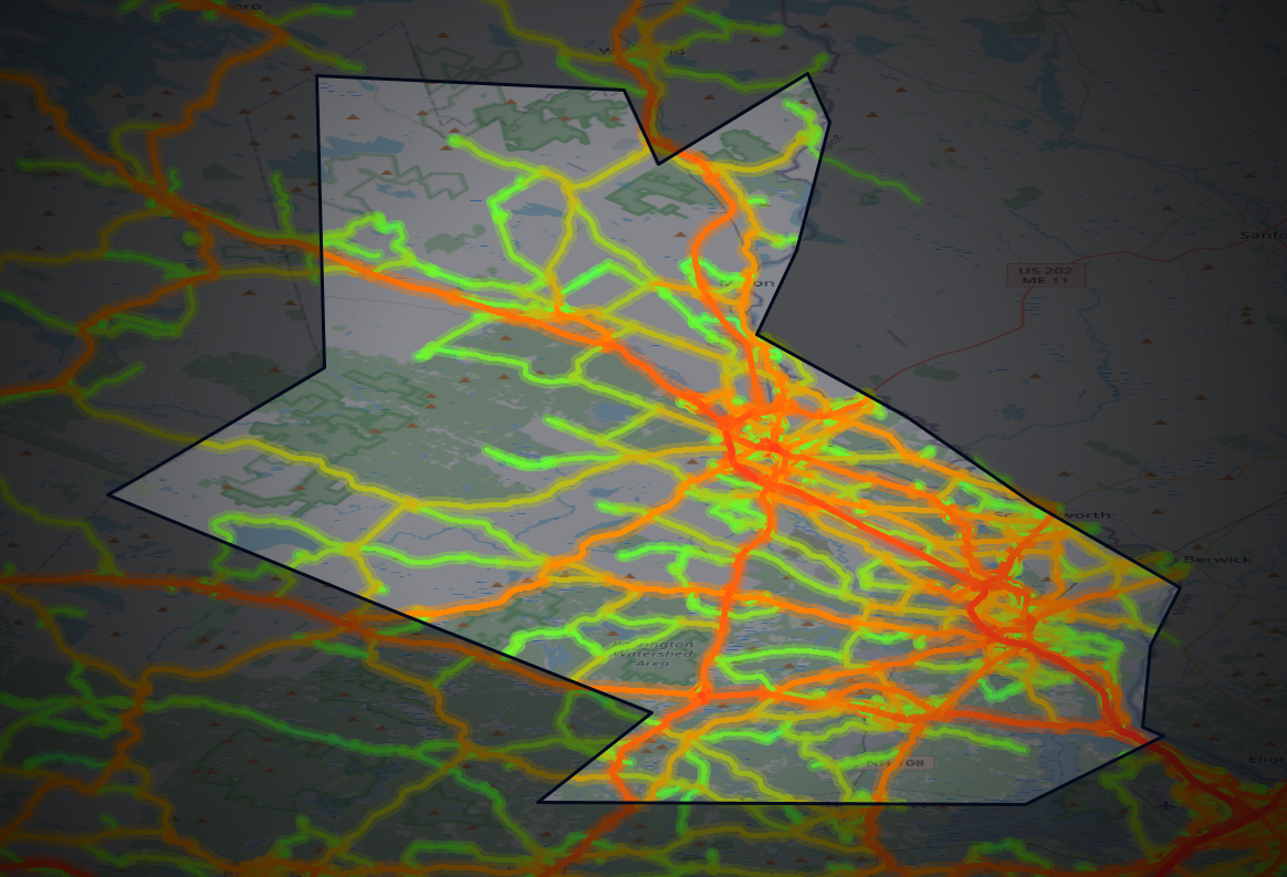 Traffic map of Strafford, New Hampshire