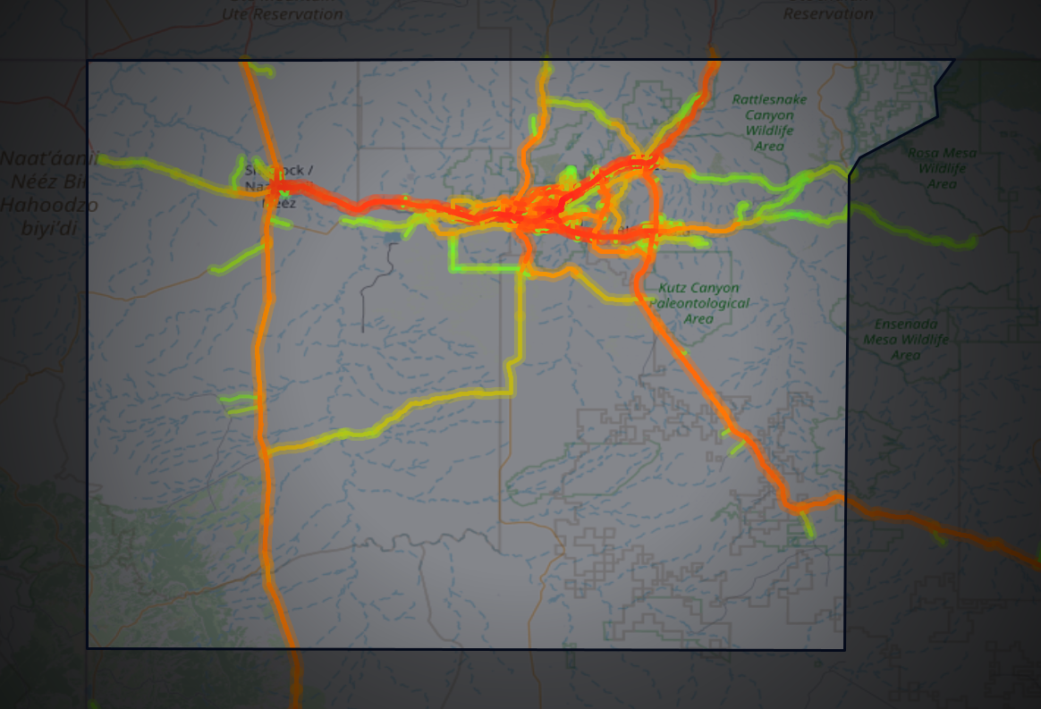 Traffic map of San Juan, New Mexico