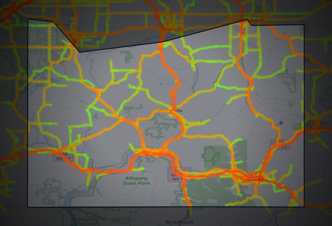 Traffic map of Cattaraugus, New York