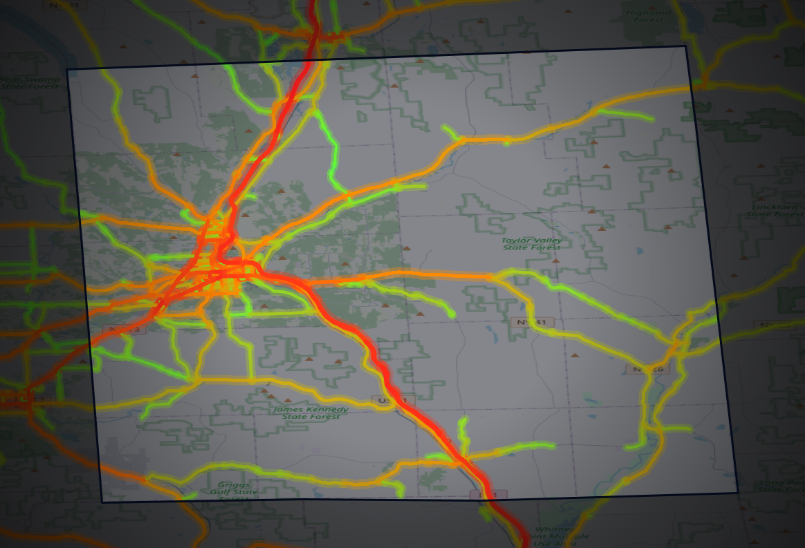 Traffic map of Cortland, New York