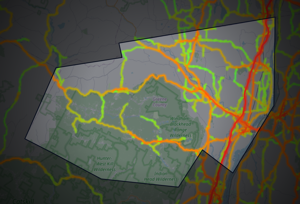 Traffic map of Greene, New York