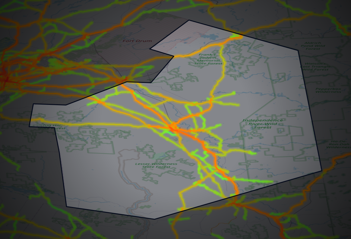 Traffic map of Lewis, New York