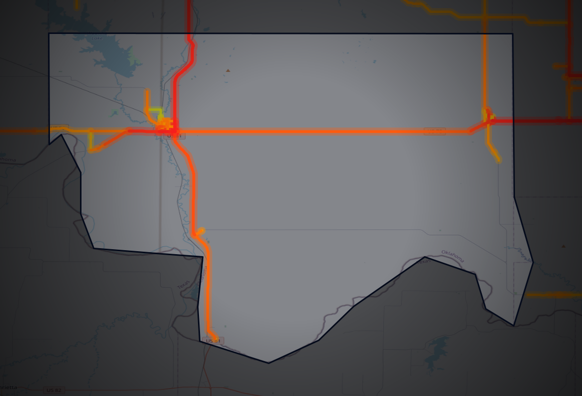 Traffic map of Jefferson, Oklahoma