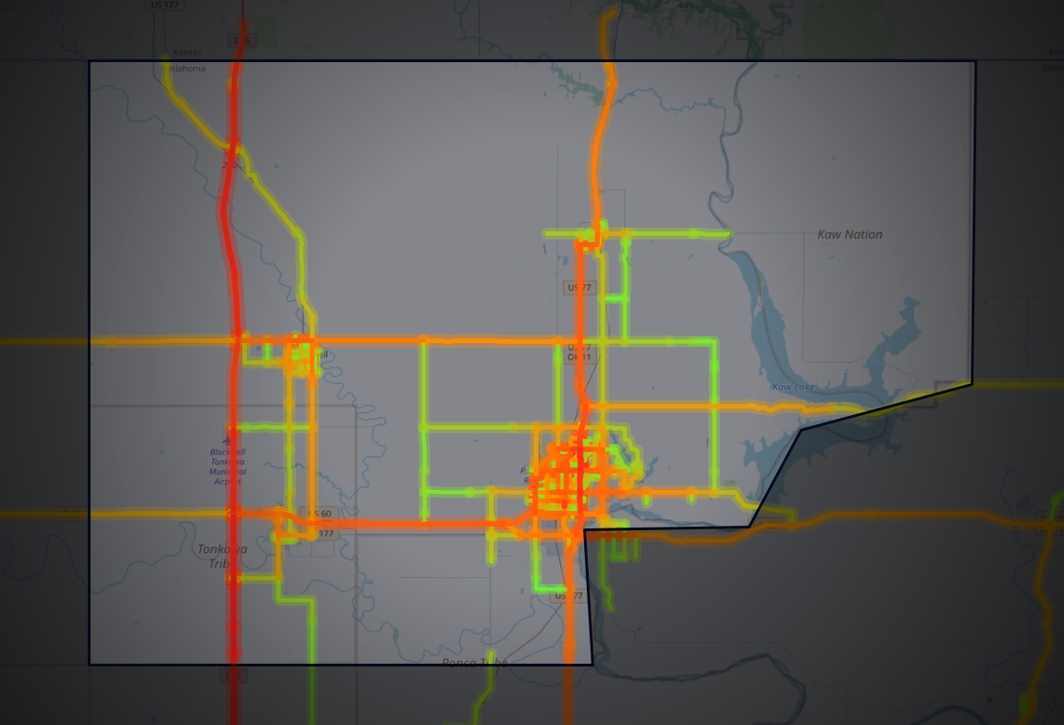 Traffic map of Kay, Oklahoma