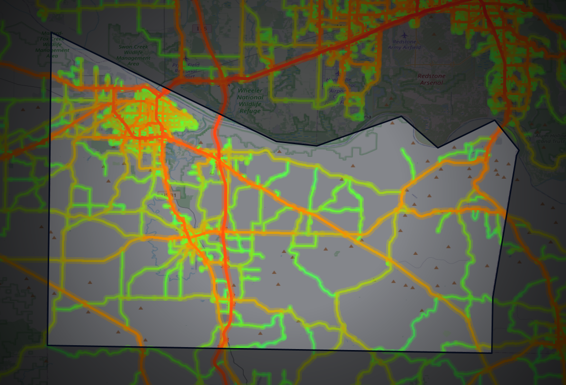 Traffic map of Morgan, Alabama