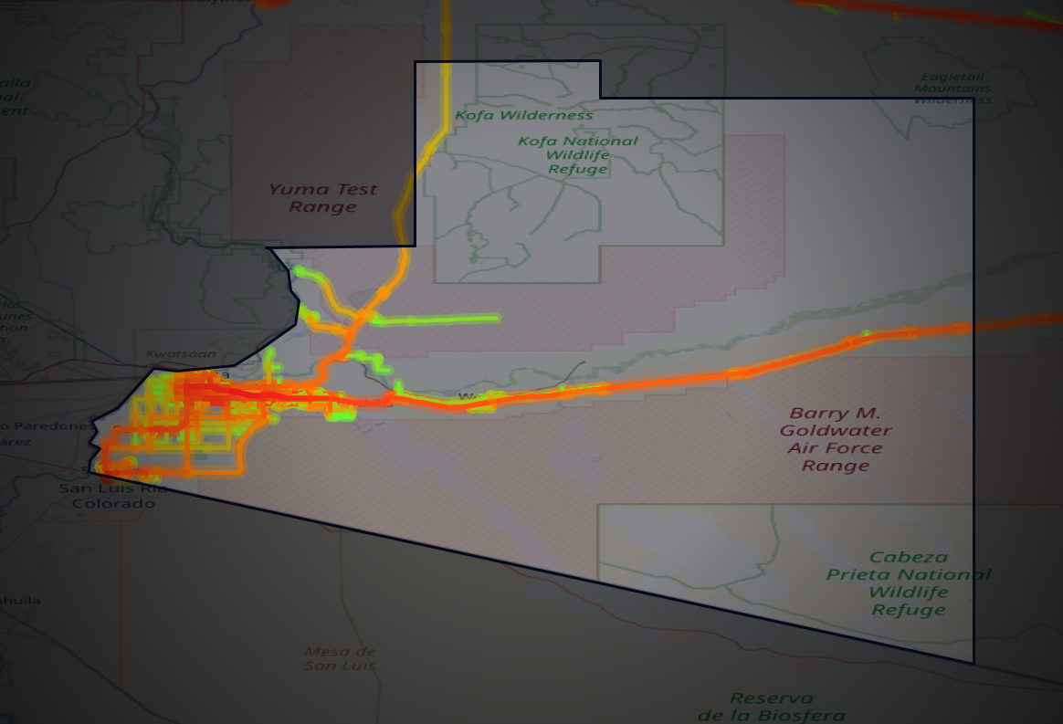 Traffic map of Yuma, Arizona