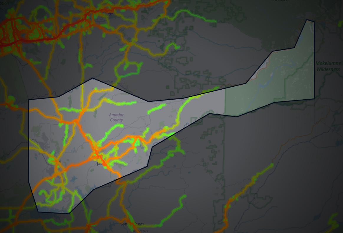 Traffic map of Amador, California
