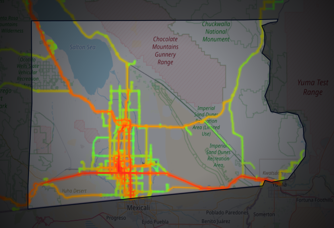 Traffic map of Imperial, California