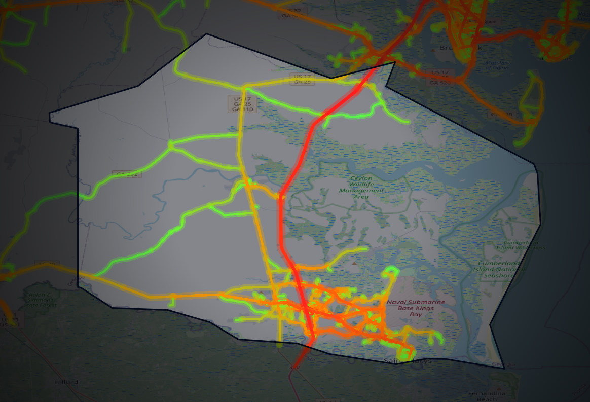 Traffic map of Camden, Georgia
