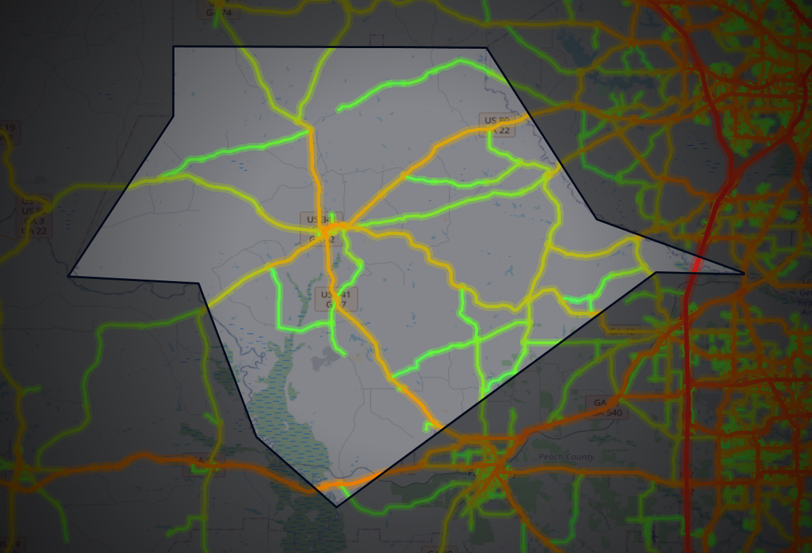 Traffic map of Crawford, Georgia