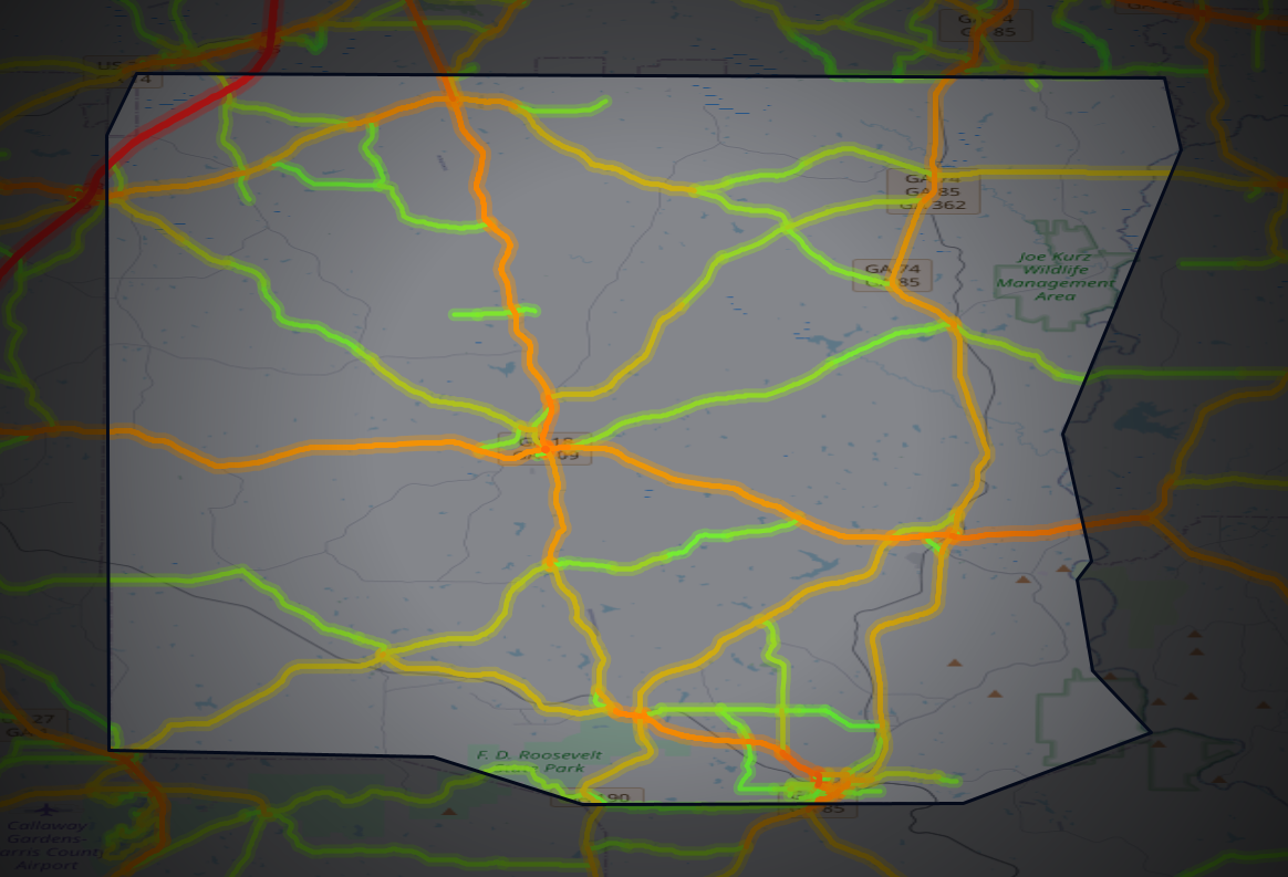 Traffic map of Meriwether, Georgia