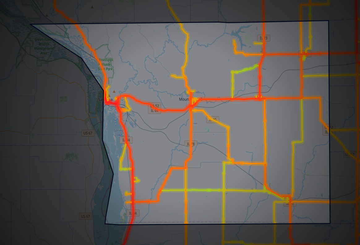 Traffic map of Carroll, Illinois