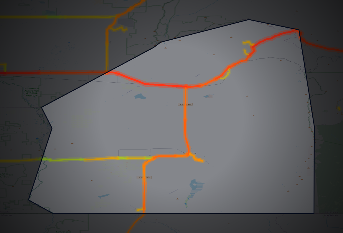 Traffic map of Costilla, Colorado