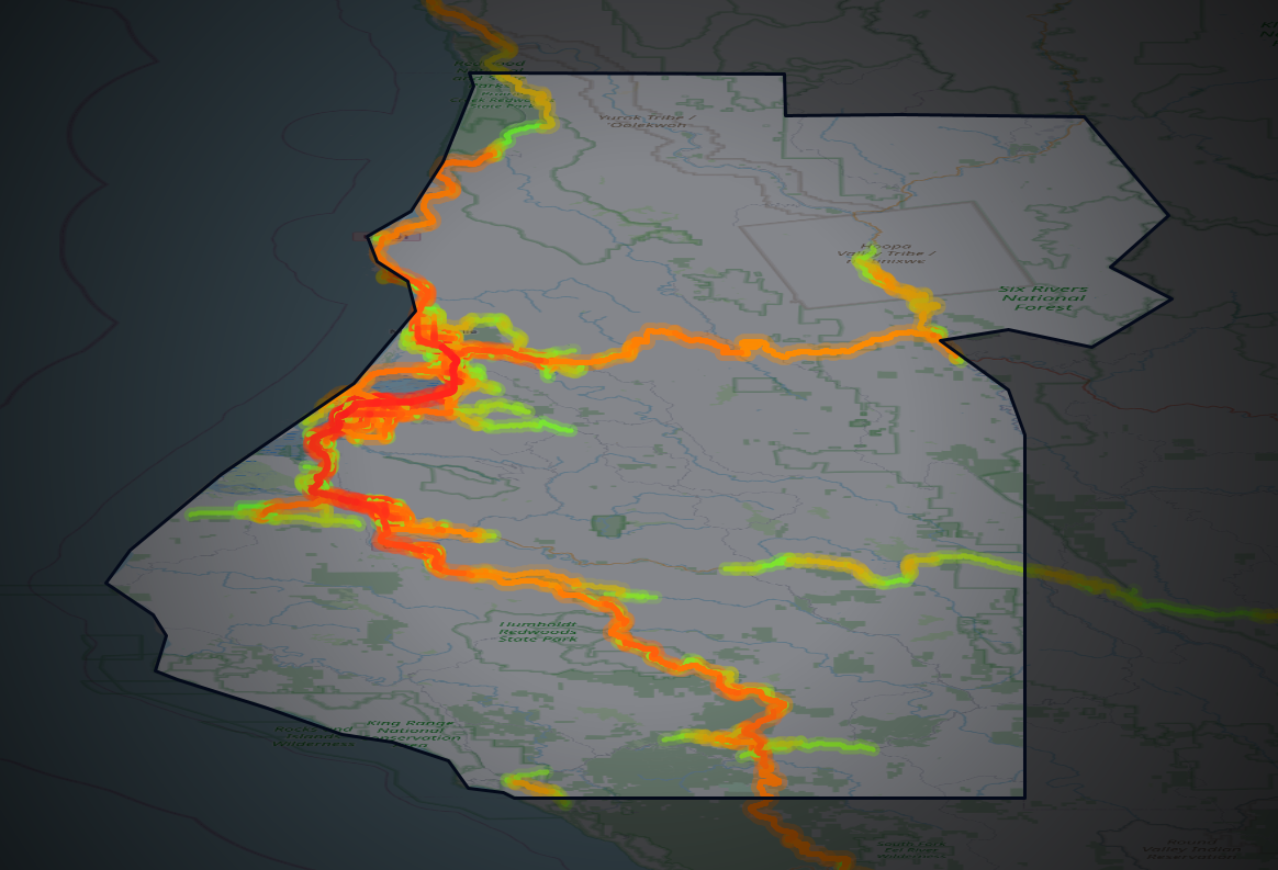 Traffic map of Humboldt, California