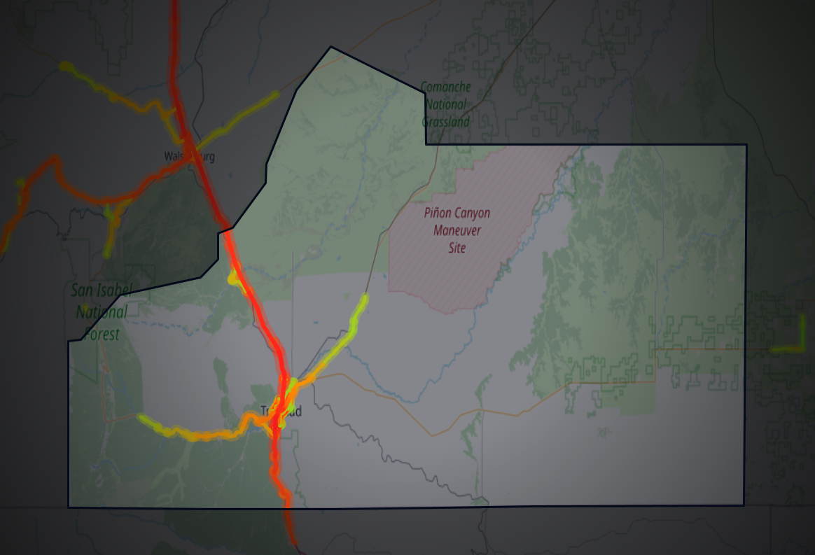Traffic map of Las Animas, Colorado