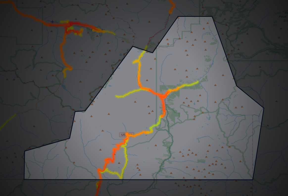 Traffic map of San Juan, Colorado