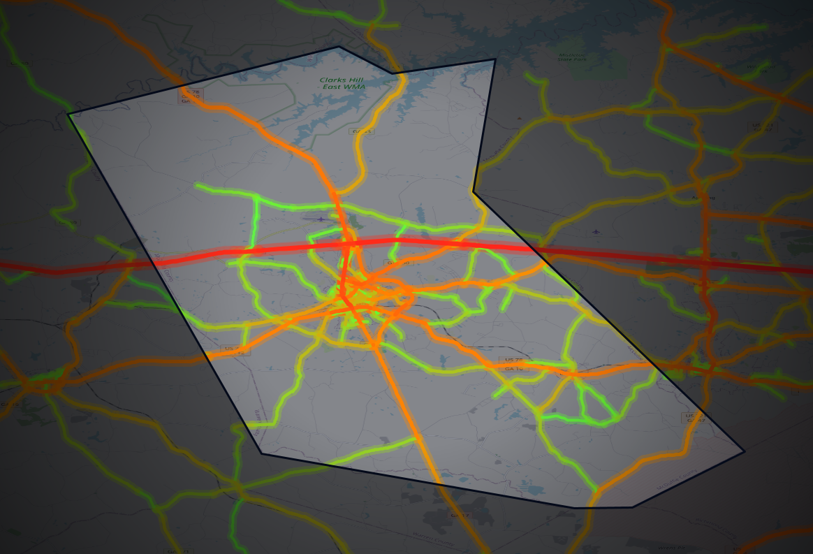 Traffic map of McDuffie, Georgia