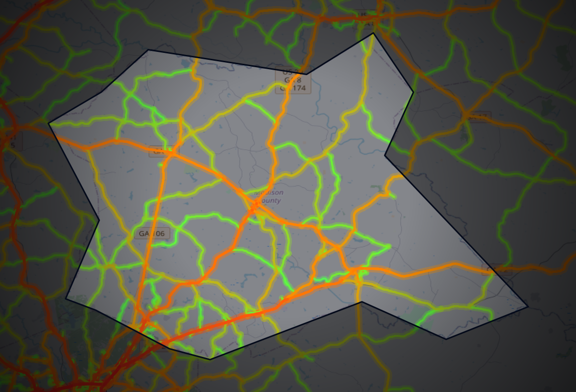 Traffic map of Madison, Georgia