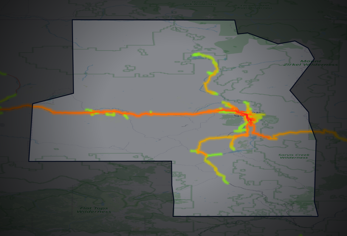 Traffic map of Routt, Colorado
