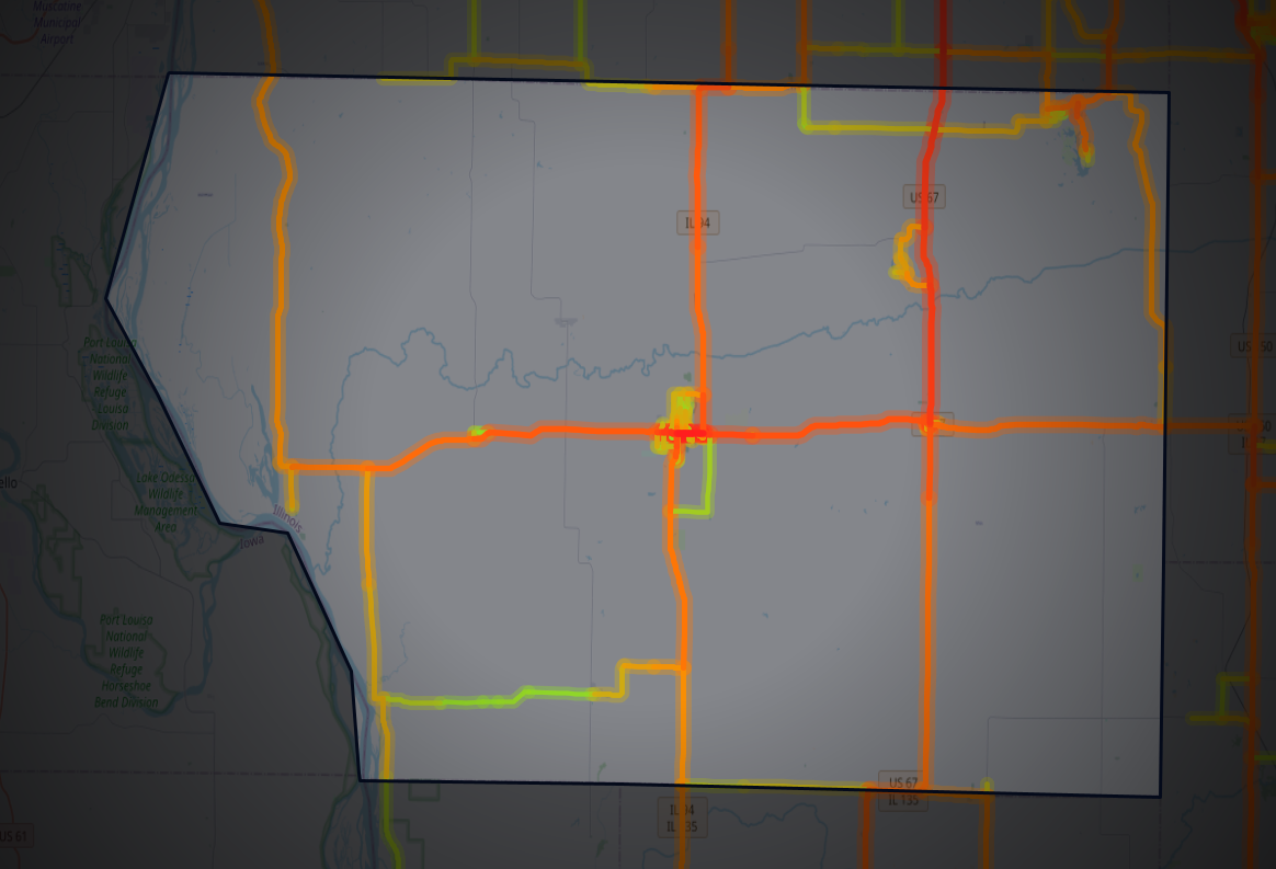 Traffic map of Mercer, Illinois