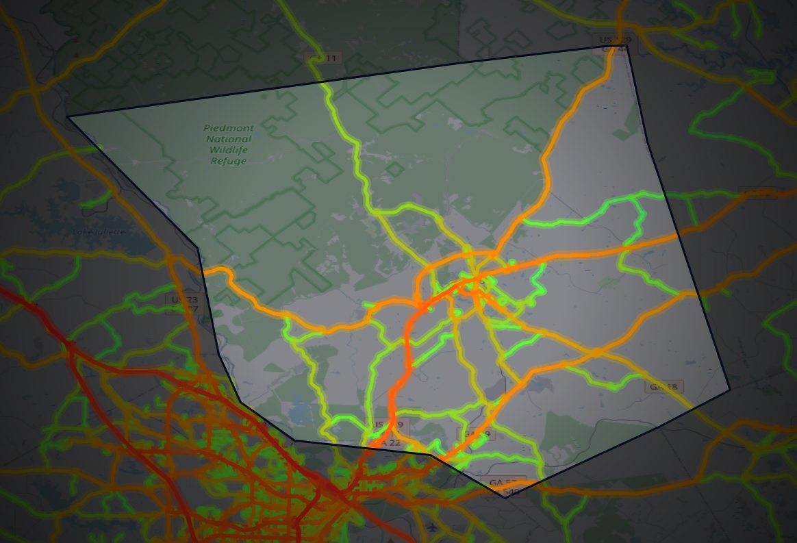 Traffic map of Jones, Georgia