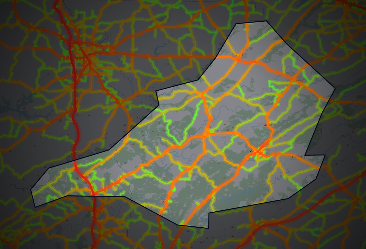 Traffic map of Blount, Alabama