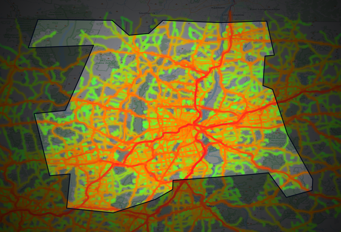 Traffic map of Hartford, Connecticut