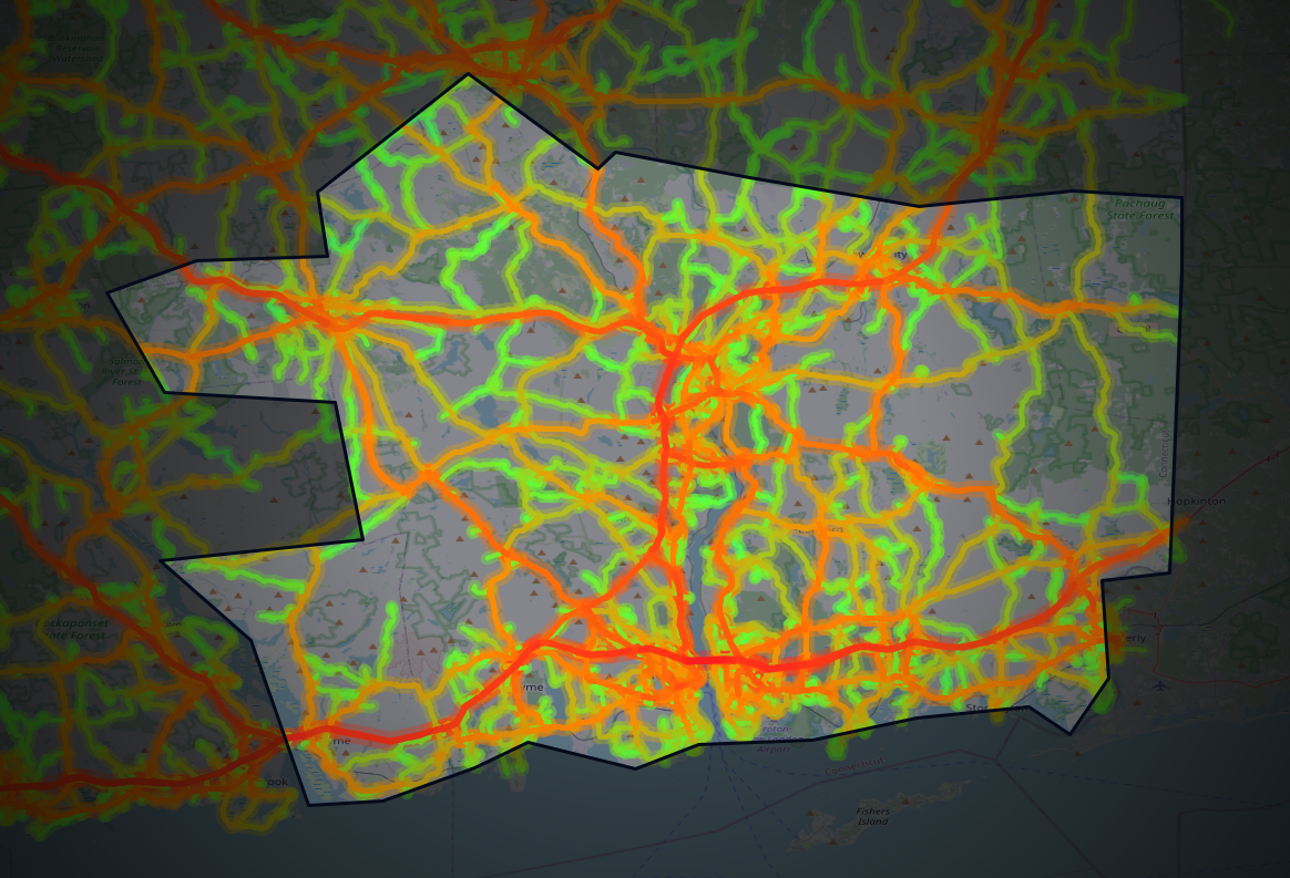 Traffic map of New London, Connecticut
