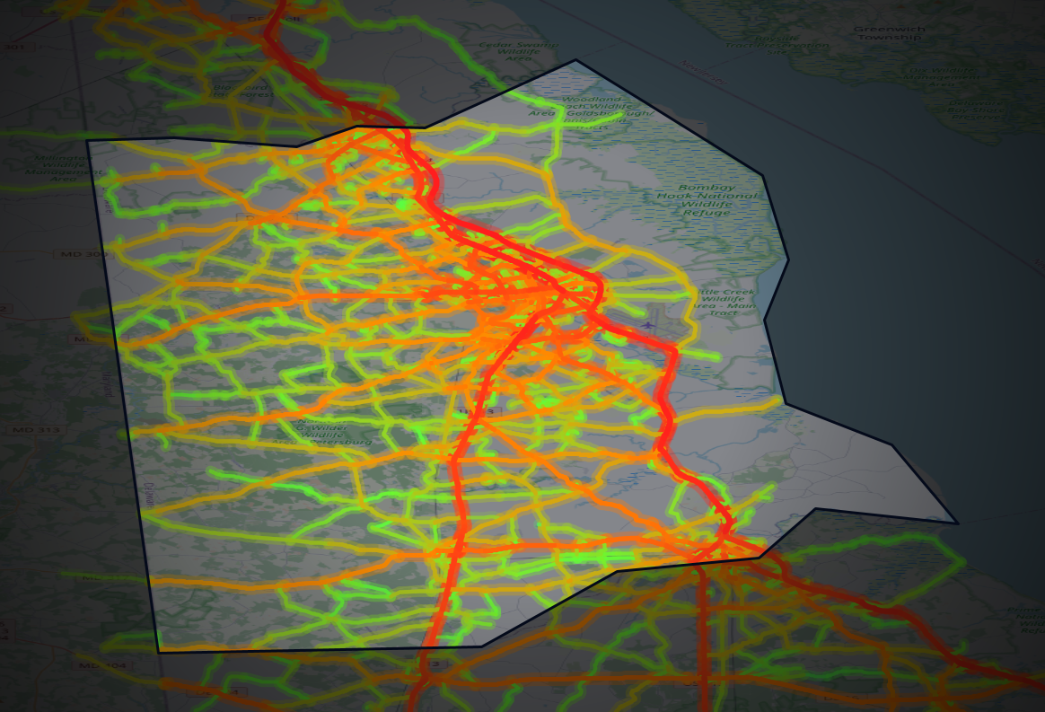Traffic map of Kent, Delaware