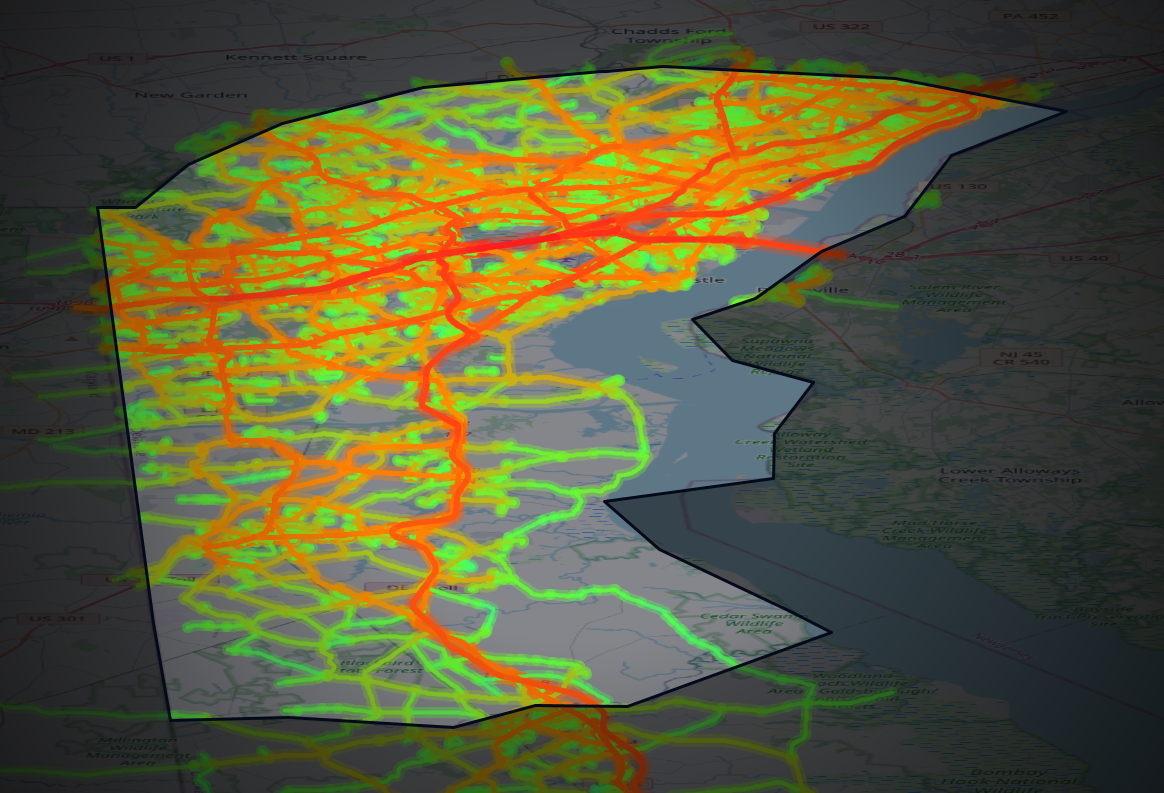 Traffic map of New Castle, Delaware