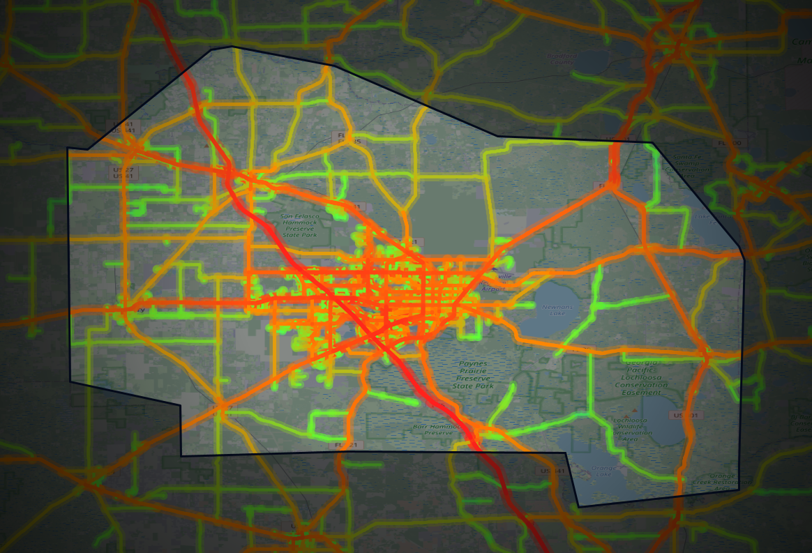 Traffic map of Alachua, Florida
