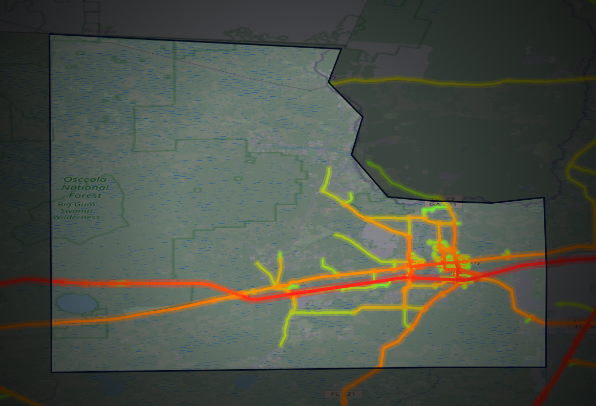 Traffic map of Baker, Florida
