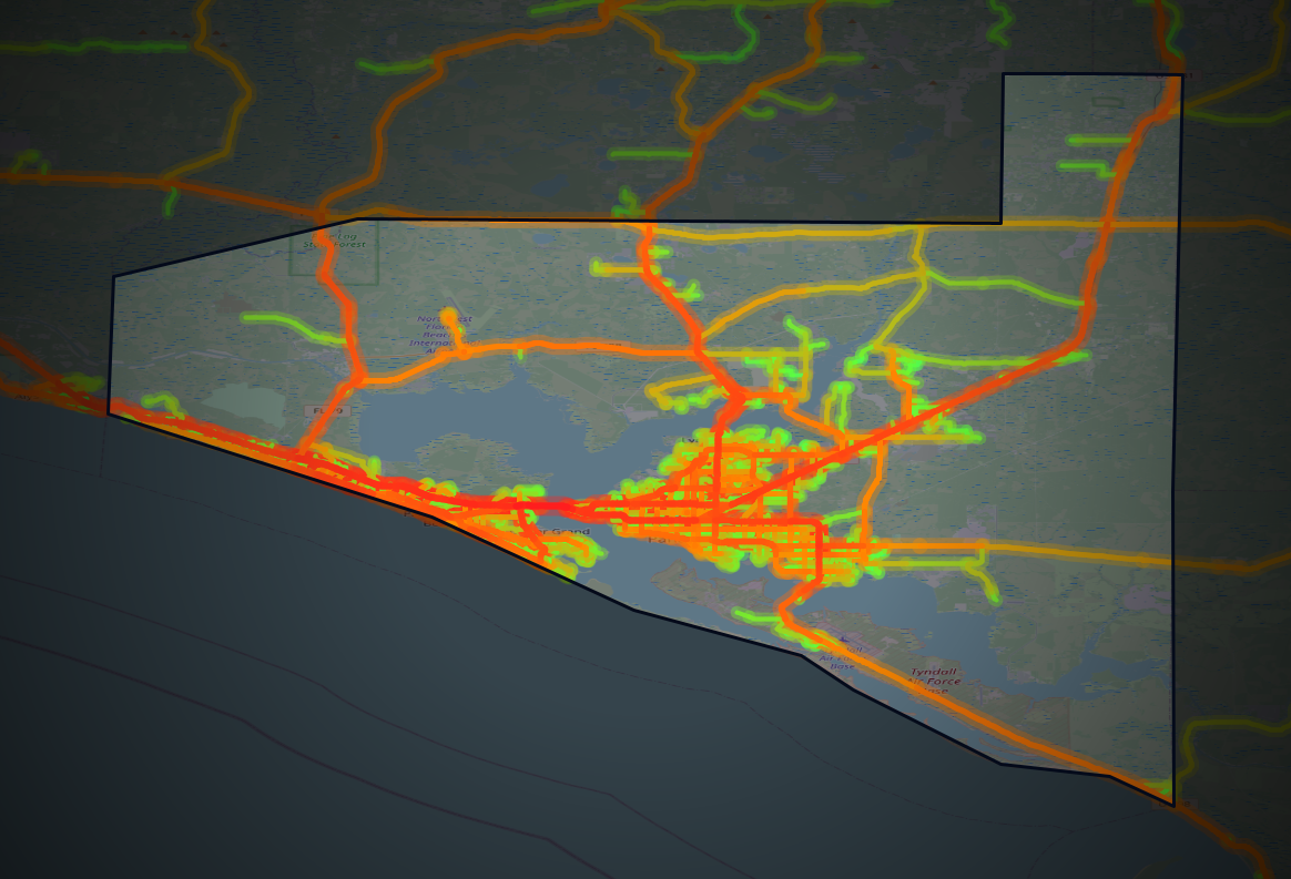 Traffic map of Bay, Florida