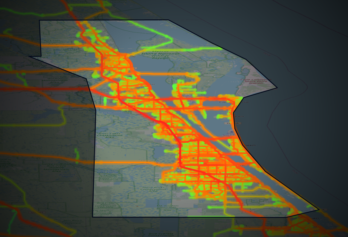 Traffic map of Brevard, Florida
