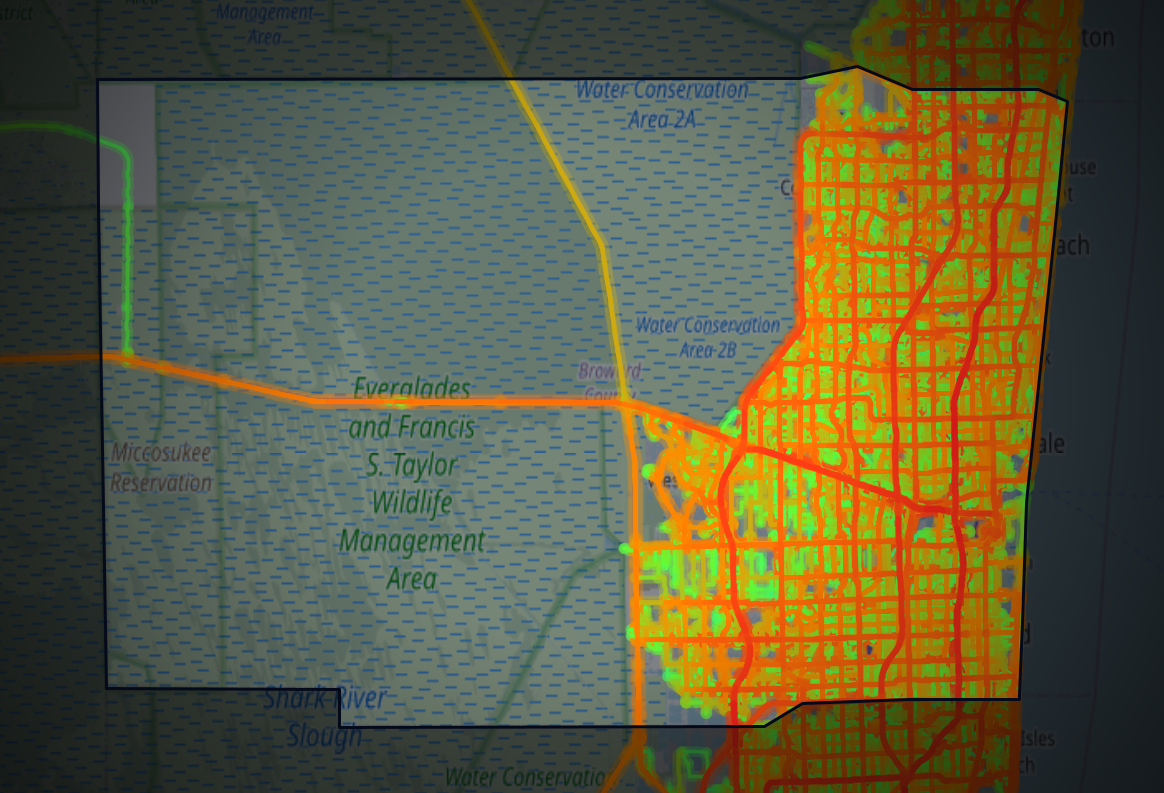 Traffic map of Broward, Florida