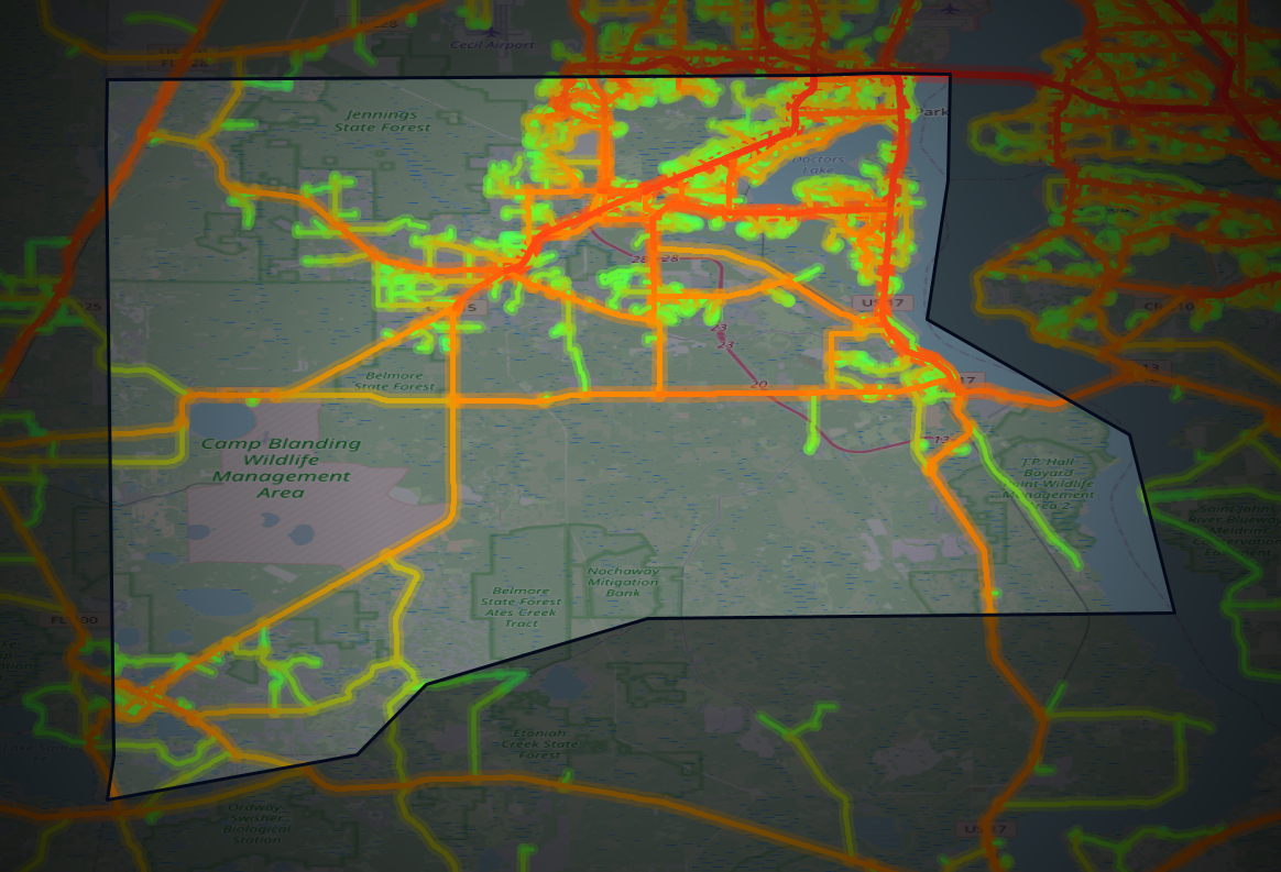 Traffic map of Clay, Florida