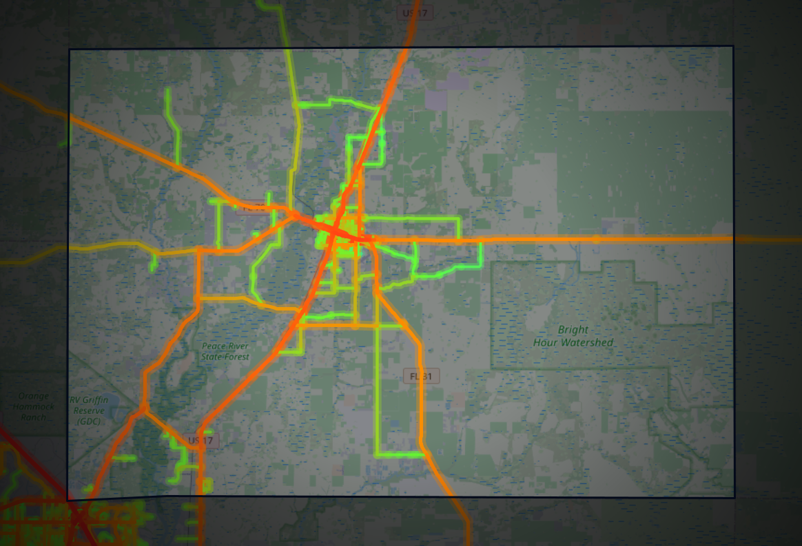 Traffic map of DeSoto, Florida