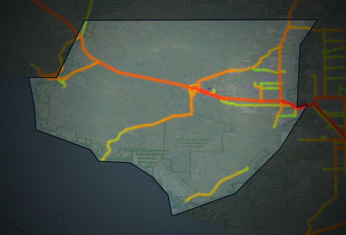 Traffic map of Dixie, Florida