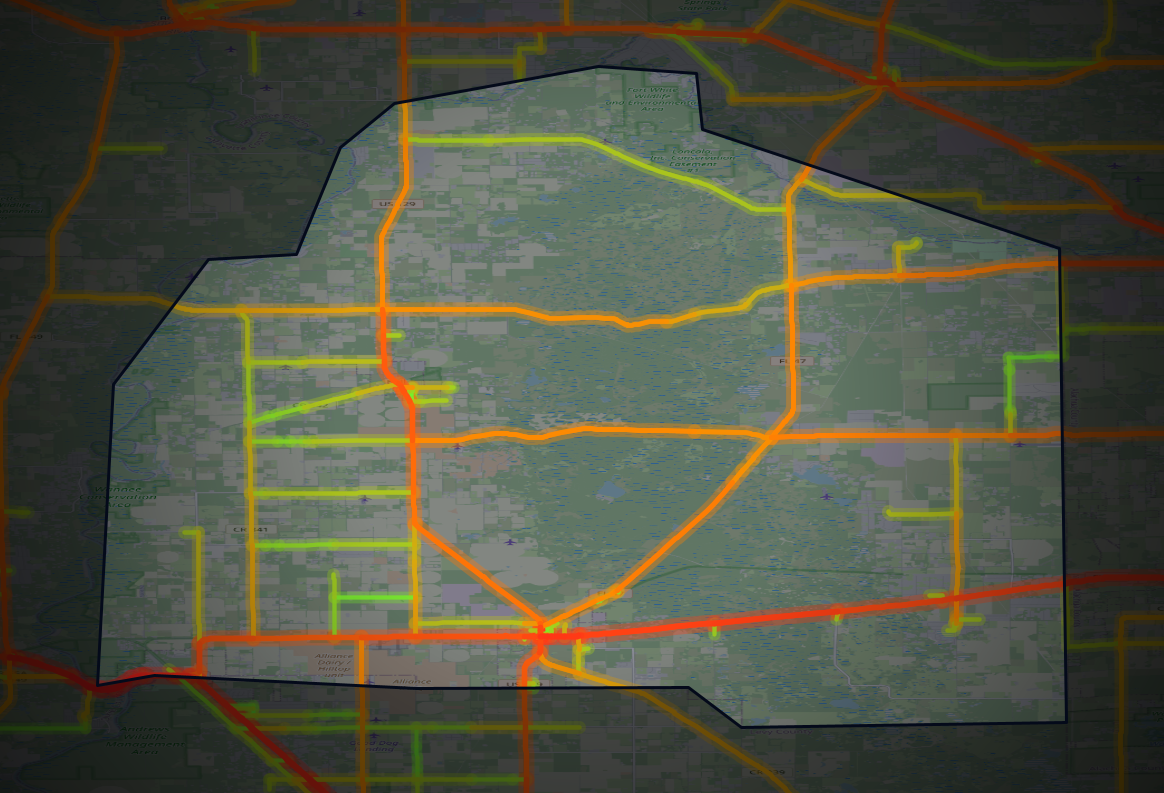 Traffic map of Gilchrist, Florida
