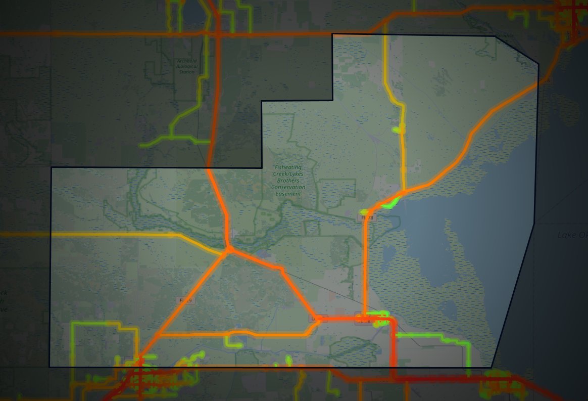 Traffic map of Glades, Florida