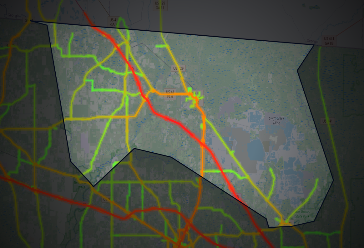 Traffic map of Hamilton, Florida
