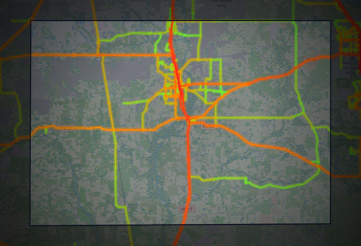 Traffic map of Hardee, Florida