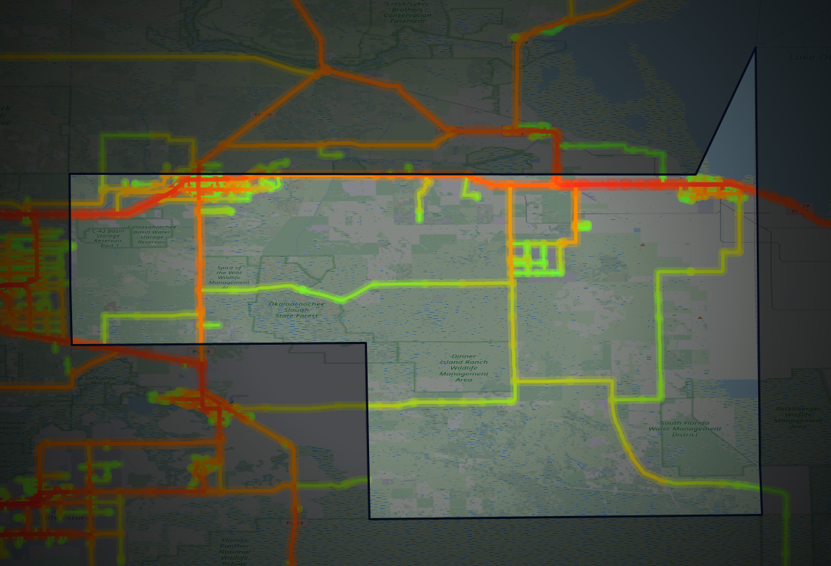 Traffic map of Hendry, Florida