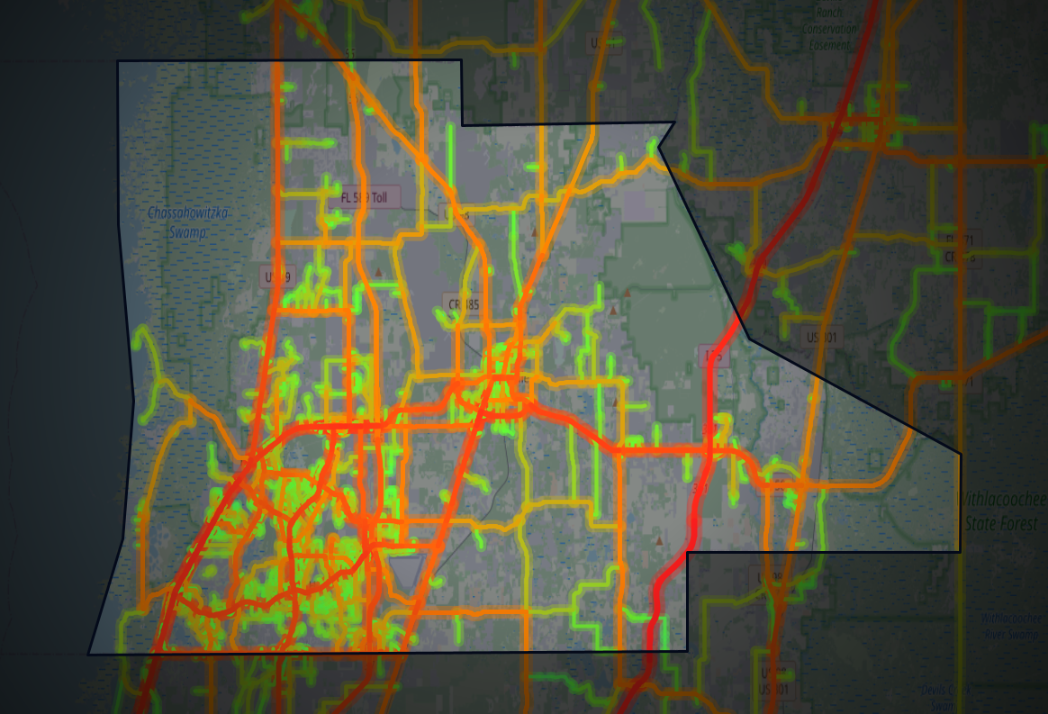 Traffic map of Hernando, Florida