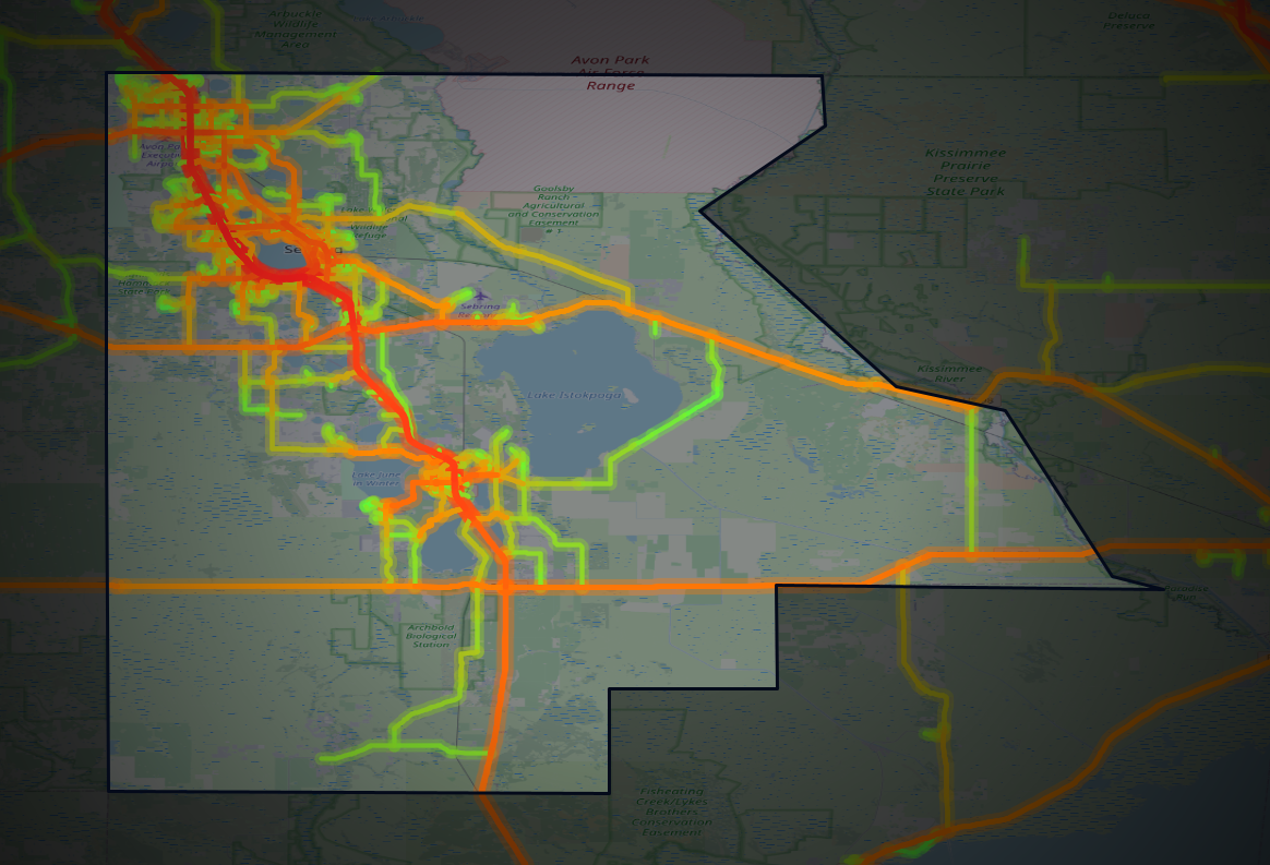 Traffic map of Highlands, Florida