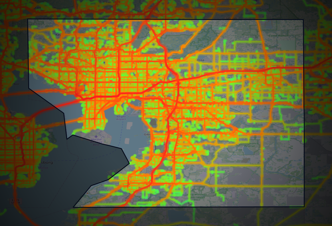Traffic map of Hillsborough, Florida