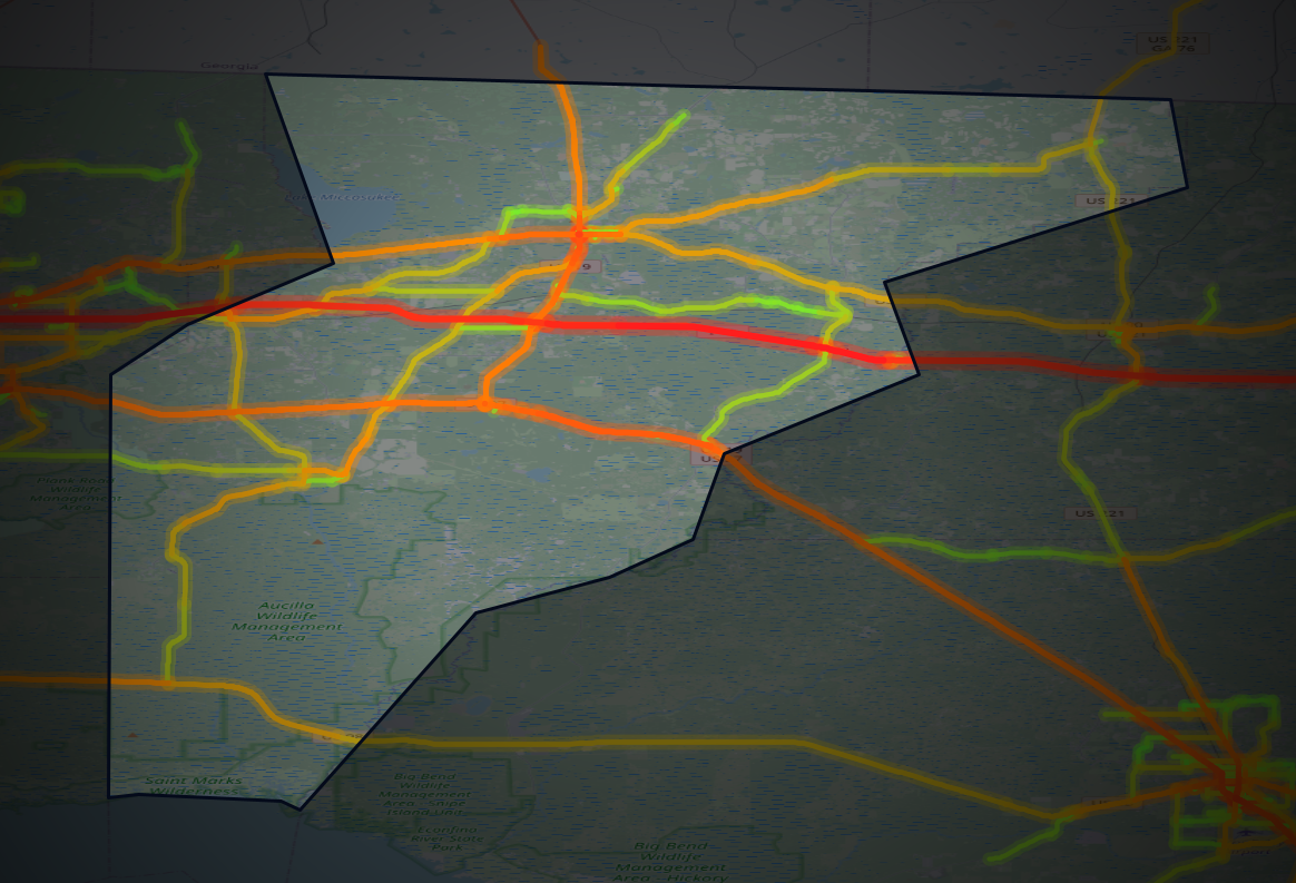 Traffic map of Jefferson, Florida